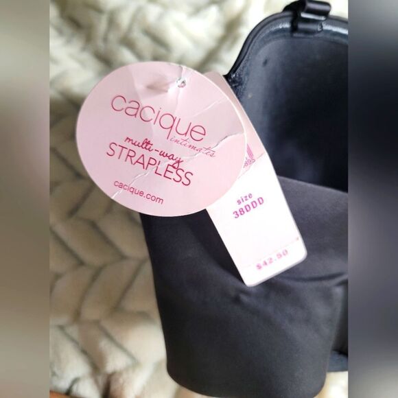 Cacique Intimates Multiway Strapless Bra, sz 38DDD, black. NWT - Picture 3 of 3